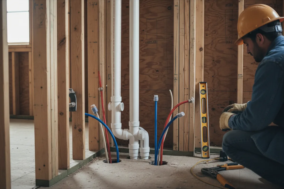 Drain and supply rough-in during Drain Cleaning in Harper