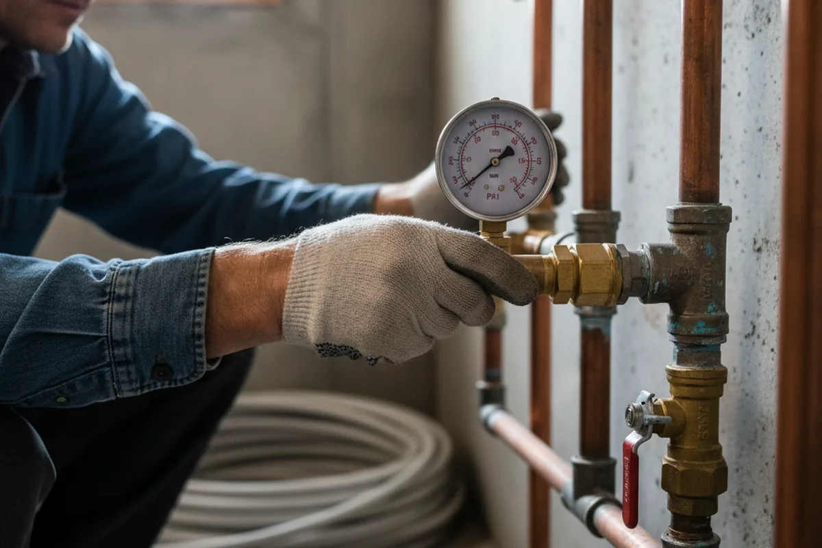 Pressure testing a repaired line during Water Line Repair in Harper